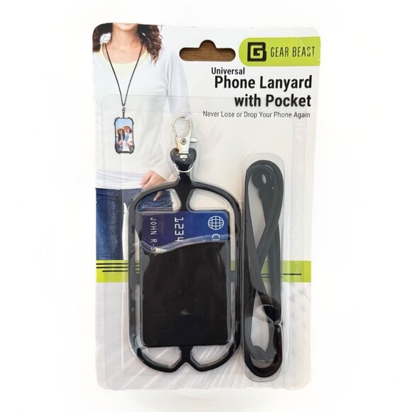 Gear Beast Universal Phone Holder Lanyard W/ Card Pocket (fits 6.75” X 3.75”) - Picture 1 of 6